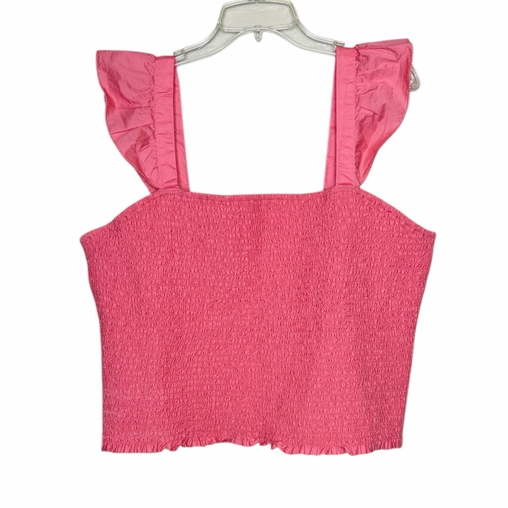 Old Navy Coral Pink Smocked Ruffle Strap Crop Top - Women